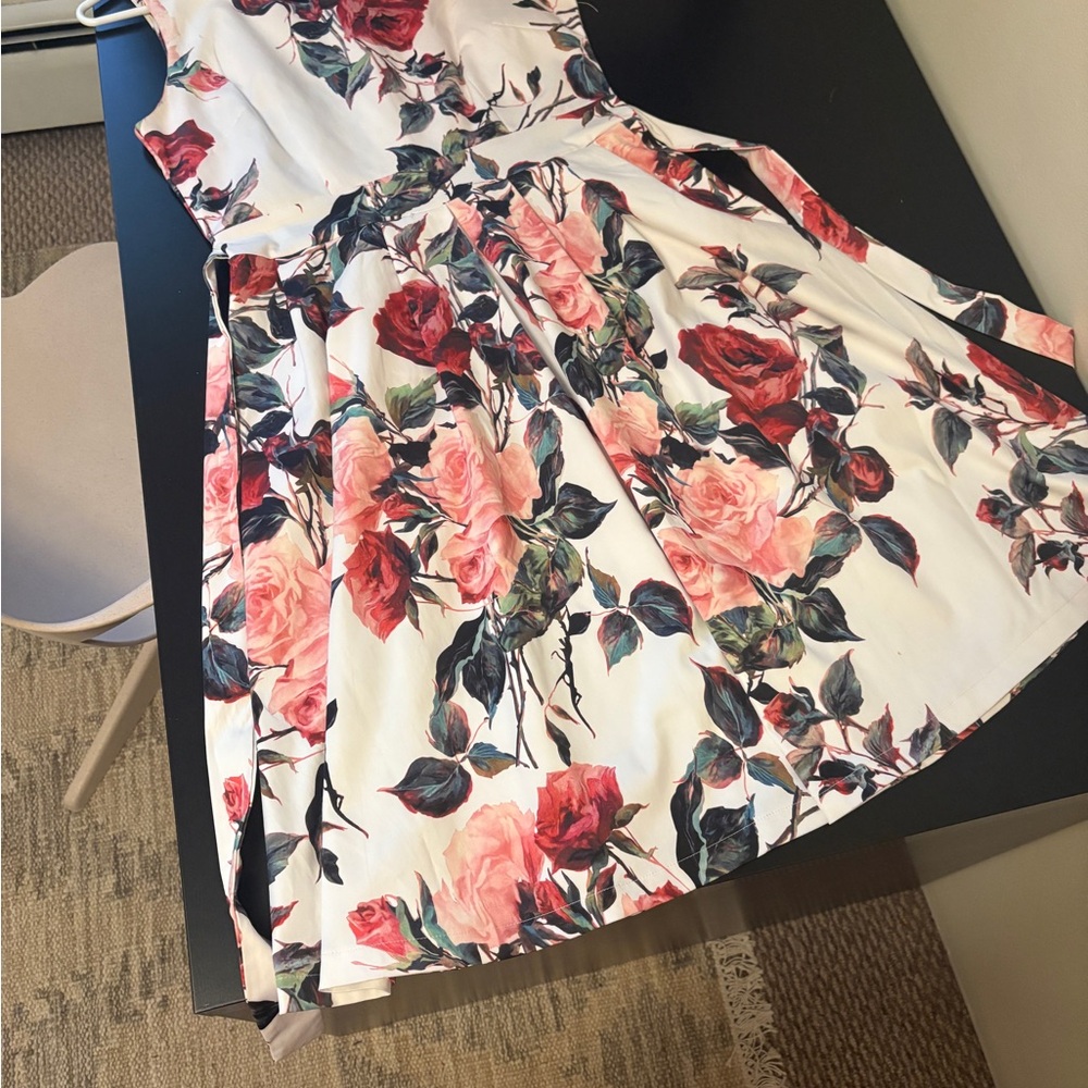 Floral White Dress / Prom - Party - Bridal